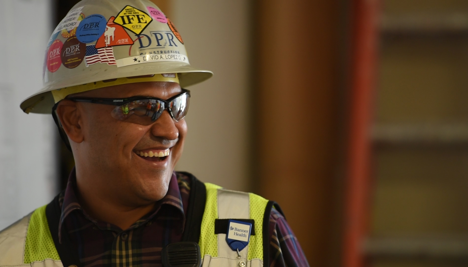 David Lopez laughing on his job site.
