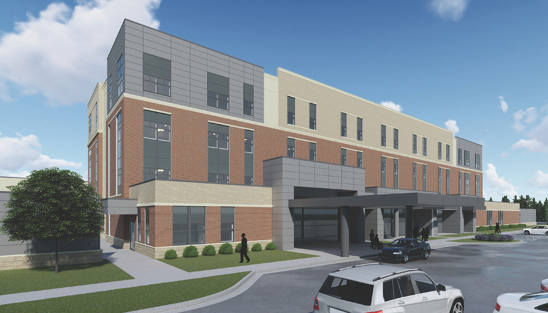 Rendering of the entry into the behavioral health facility. 